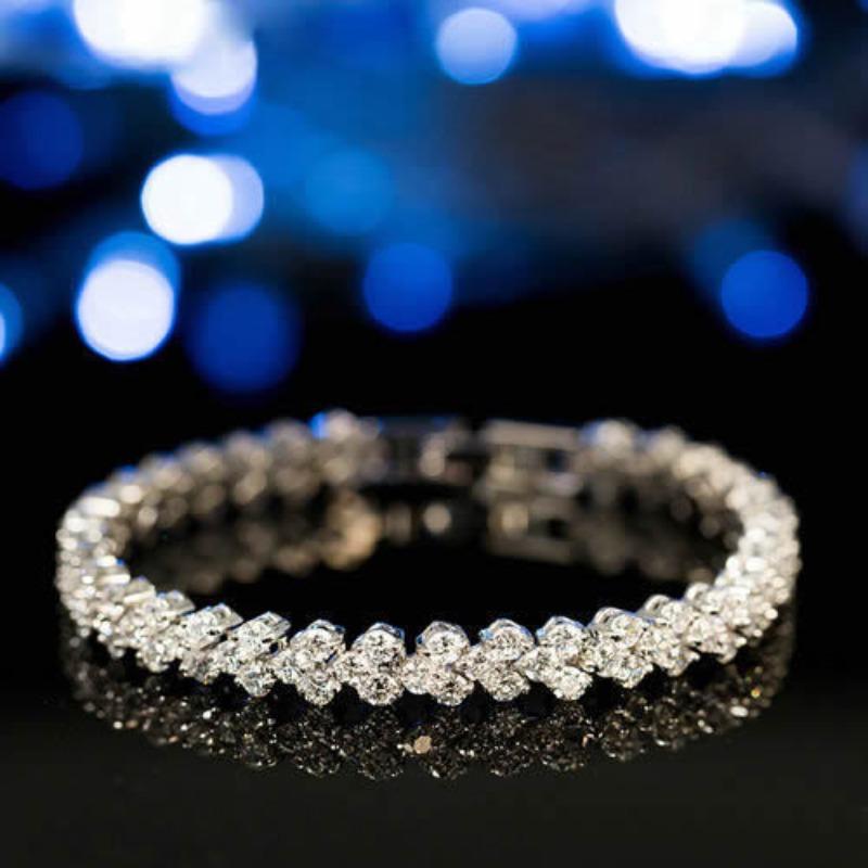 Women's Rose Gold Plated Heart Tennis Bracelet Sparkling Cubic Zirconia Link Chain Fashion Delicate Jewelry for Women Daily Wear Party Gift