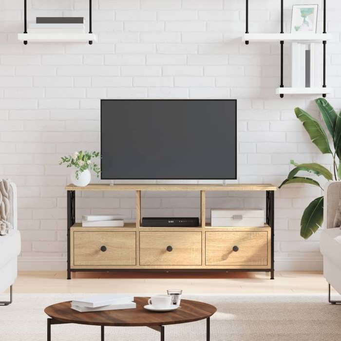 VidaXL TV Cabinet Sonoma Oak 102x33x45 Cm Engineered Wood and Iron 831789