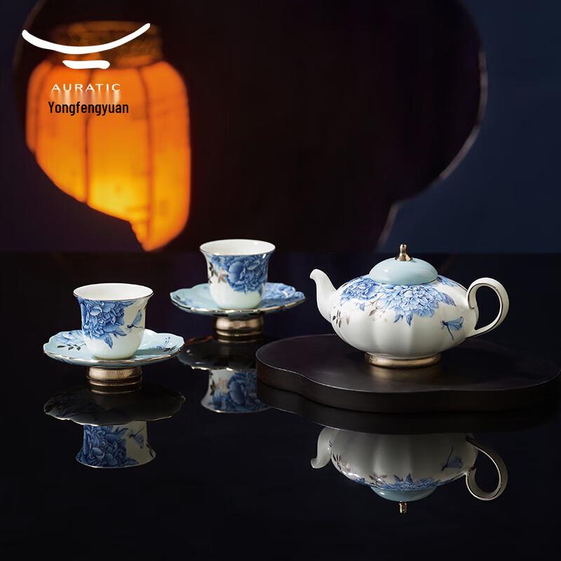 Yongfengyuan Platinum Blue and White Ceramic Tea Set