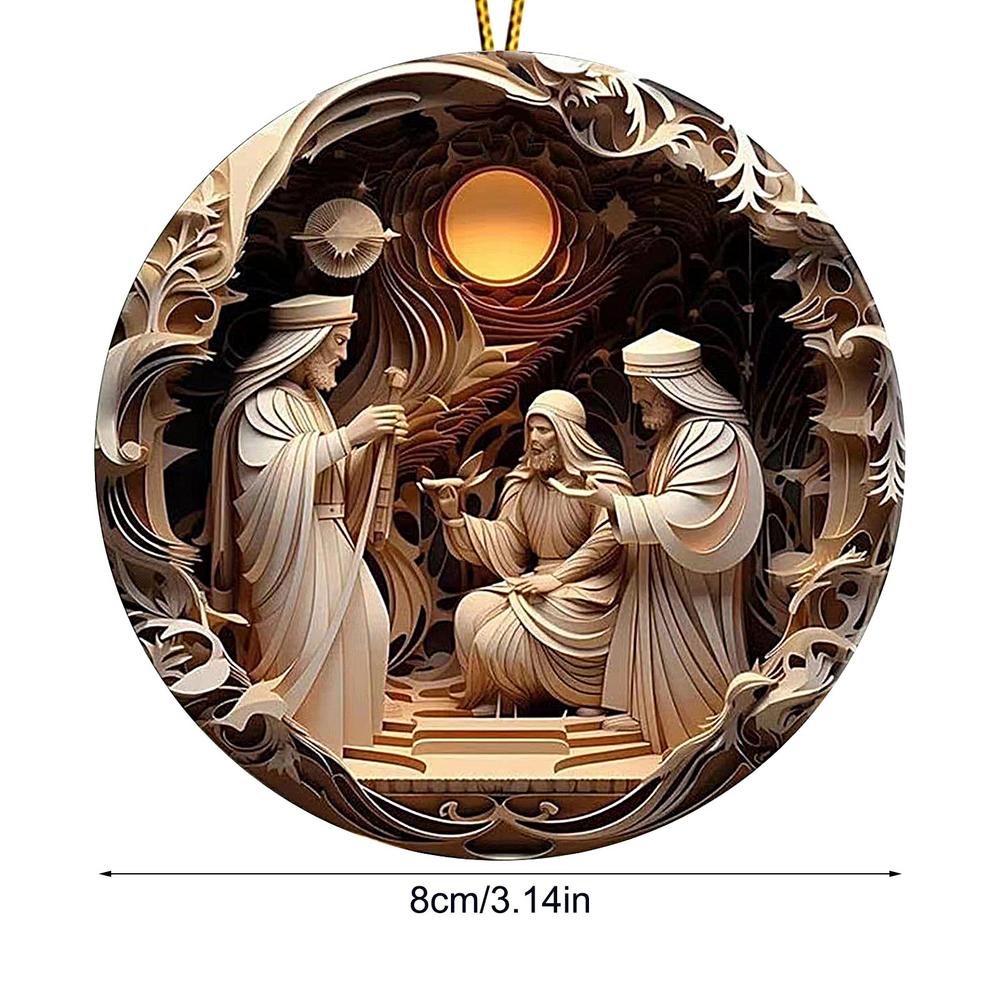 2D Acrylic Jesus Nativity Scene Pendant Christian Tree Ornament The Birth Of Jesus Pendant Home Navidad Decor New Year Xmas Gift