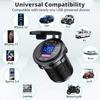 12V Car Fast Charger Power Socket QC3.0 and PD USB Port Car Charger Adapter with LED Voltmeter and On/Off Switch