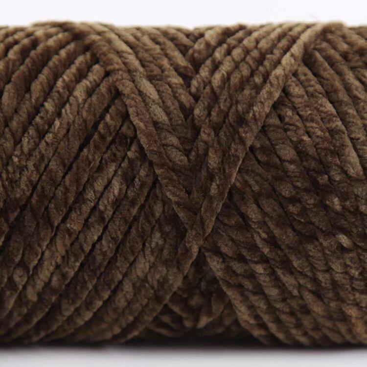 3 Strands Glossy Velvet Hand-Woven Thread Woven Scarf Doll Blanket Chenille Thread Segment Dye 100G Ball