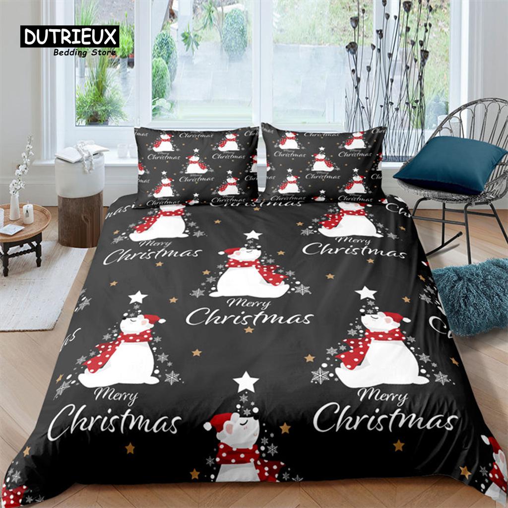 Cartoon Santa Claus Bedding Set King Queen Size Microfiber Christmas Dogs 3D Print Duvet Cover For Kids Pillowcases Home Textile