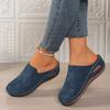 Damen Pantoletten mit klobiger Sohle - Outdoor-Slipper mit geschlossener Zehenpartie aus Wildlederimitat mit Memory-Schaum, leichte Plateau-Hausschuhe für den Herbst
