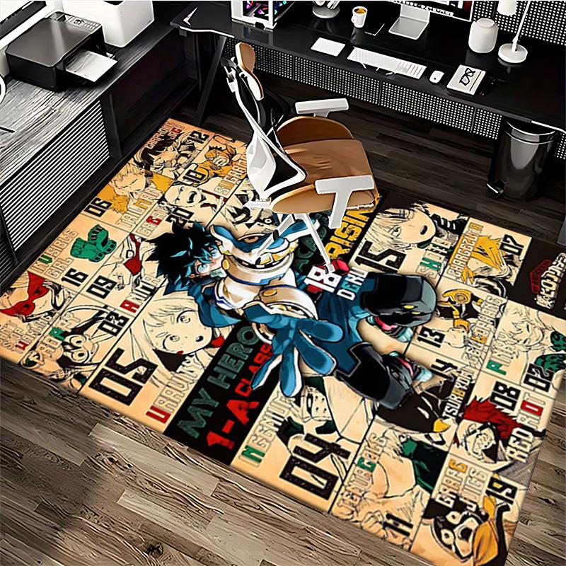 1pc My Hero Academia Chair Mat - Anime Cartoon Design, Office Desk Pad, Non-Slip Carpet for Home Decor, Gaming Room, Seasonal Gift.T036