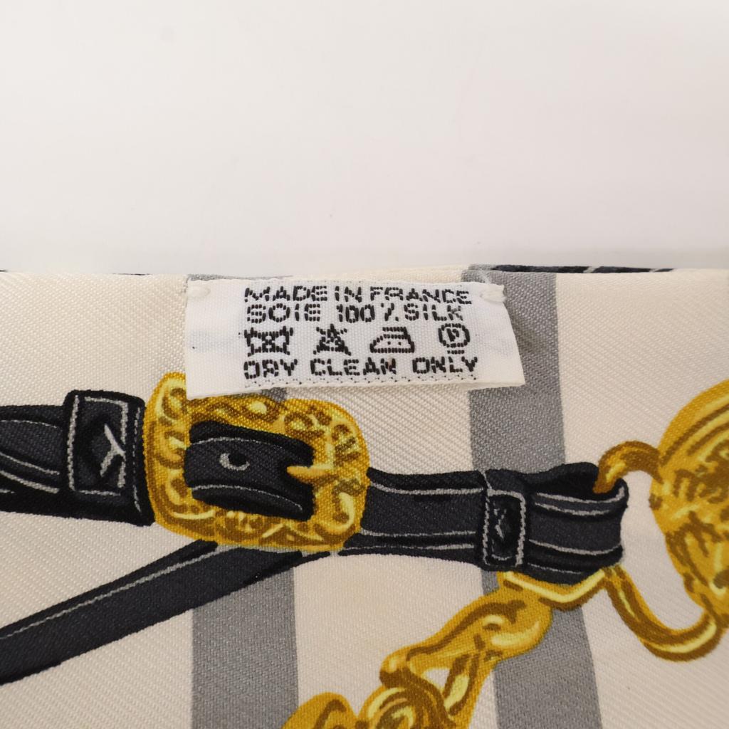 HERMES BRIDES de GALA Ceremonial Bridle, Silk Twilly scarf White / greyUsed