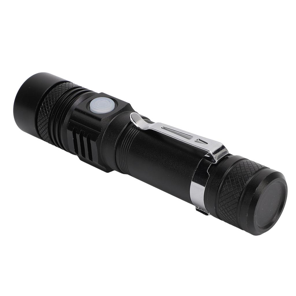 LED Handheld Flashlight USB Charging Portable 3 Gear Adjustment Zoomable Small Flashlight for Camping