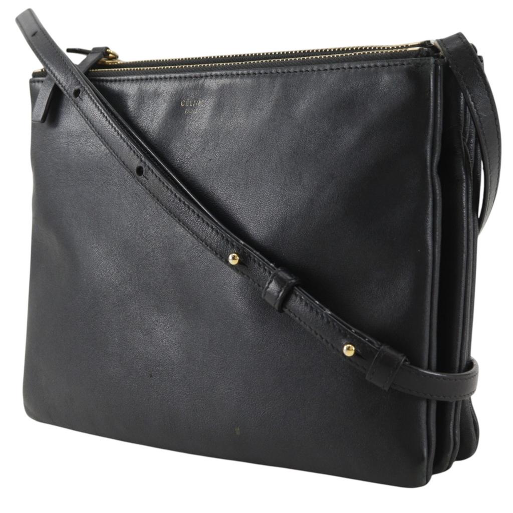 CELINE trio Shoulder Bag black leather Women Used