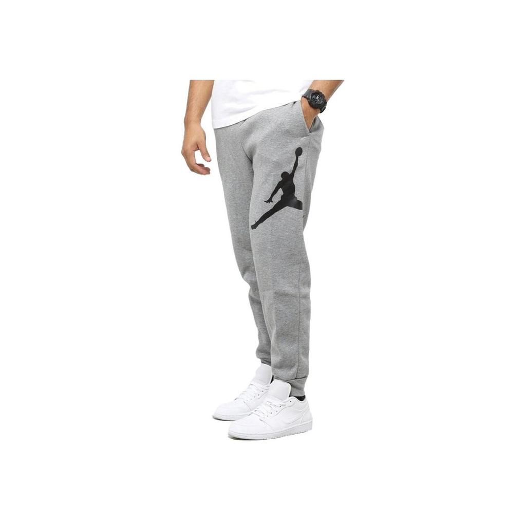 Jordan Logo Print Lace-Up Cuff Fitted Knit Joggers Men Bottoms Grey DA6803-091