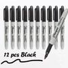 12pcs Black Permanent Marker Pens, Fine Tip, Waterproof, Quick Drying.