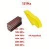 1-121Pcs DIY Hand Sandpaper Mini Sander Kit Loop Sander Paper Assorted Grit Wet Dry Hook Loop Sandpaper For Wood Projects