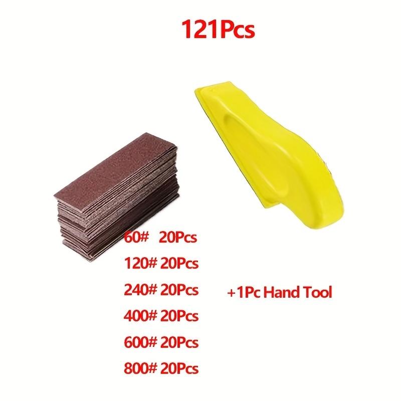 1-121Pcs DIY Hand Sandpaper Mini Sander Kit Loop Sander Paper Assorted Grit Wet Dry Hook Loop Sandpaper For Wood Projects