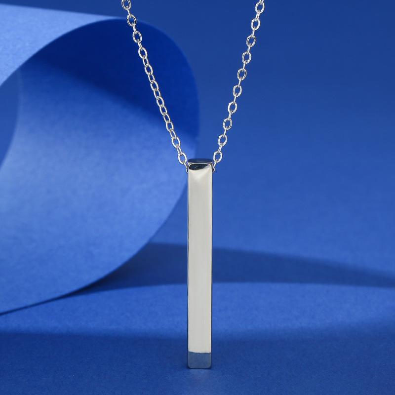 European  American Style Custom Engraved Titanium Steel Rectangle Necklace for Women Stainless Steel