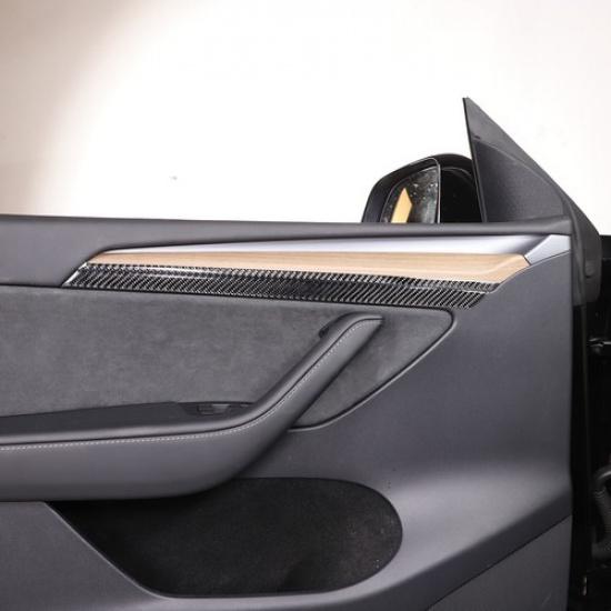 Carbon Fiber Front Inner Door Panel Trim Sticker For Tesla Model 3/Y 2016-