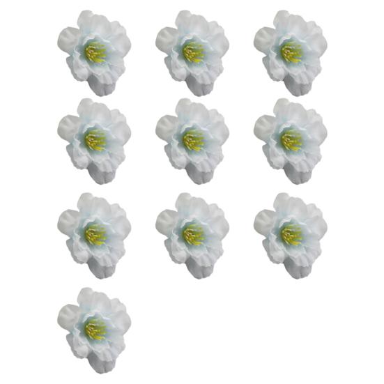 10 Pcs Artificial Cherry Blossom Flower Heads Mini Fake Silk Cherry Blossom Flower for Crafts Bridal Hair Clips Headbands Dress DIY Accessories