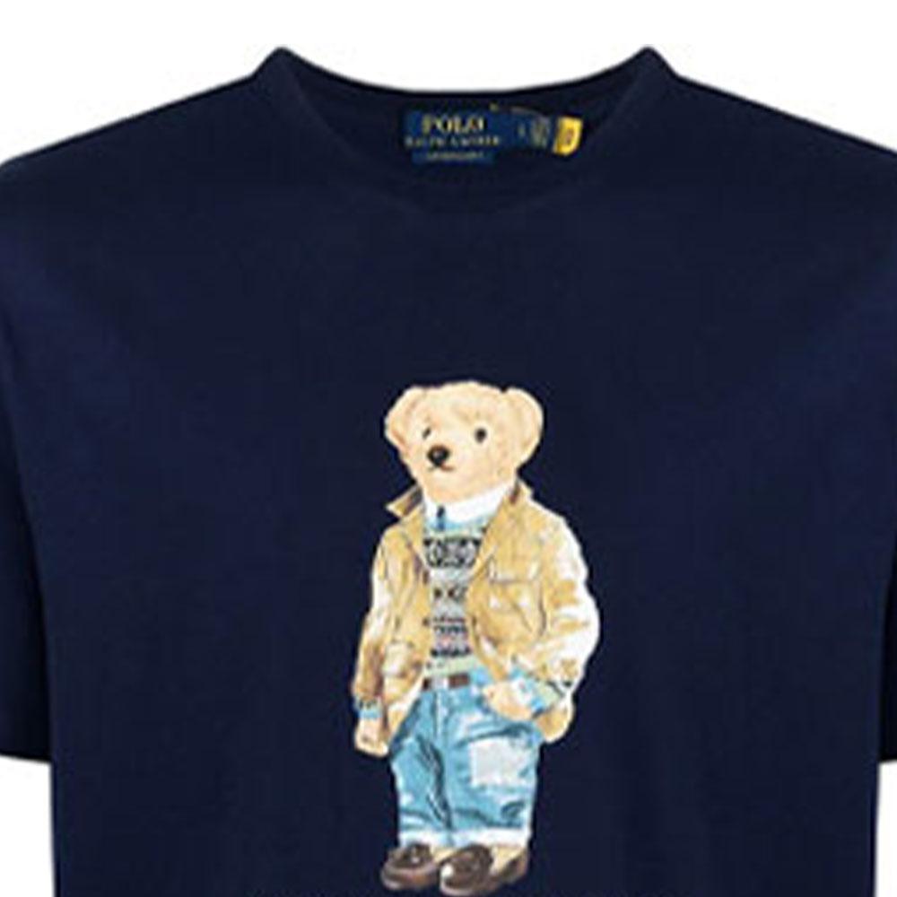 Polo Ralph Lauren Bear Print Crew Neck Short Sleeve T-Shirt Men Tops Dark-Blue 710835761-001