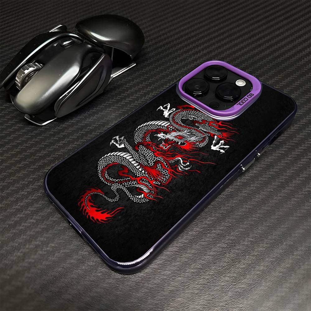 Yakuza Drachen Tattoo Handyhülle Für iPhone17,16,15,14,13,12,11 Plus,Pro Max Lila Matt Stoßfeste Hülle