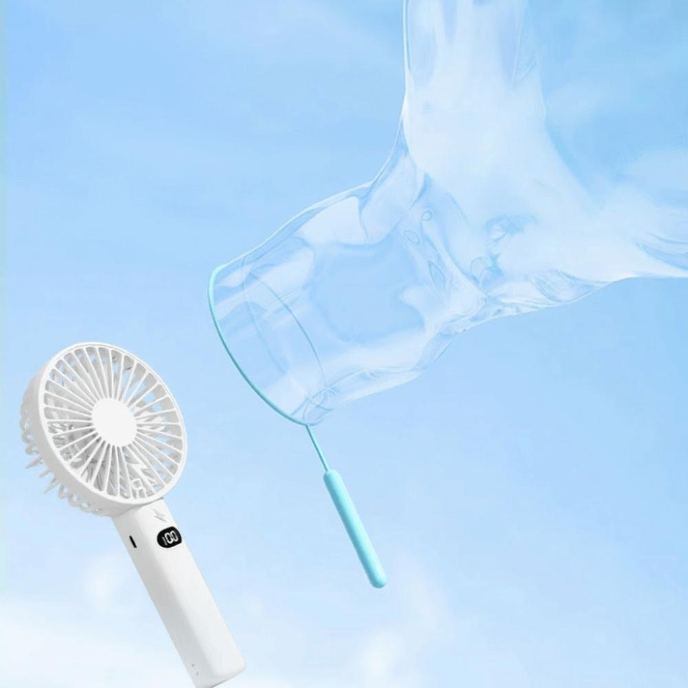 LCD Display Mini Fan With Phone Holder 5-Speed Wind Desk Fan Portable Charging Fan