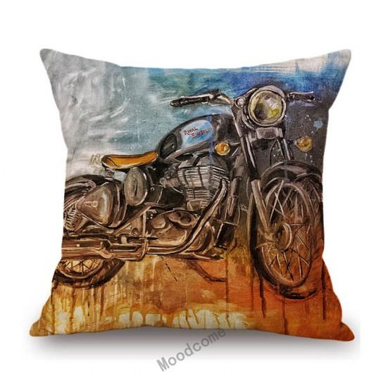 Vintage Motorcyle Chopper Poster Art Cafe Bar Industrial Mechanic Decoration Style Sofa Pillow Case Retro Linen Cushion Cover