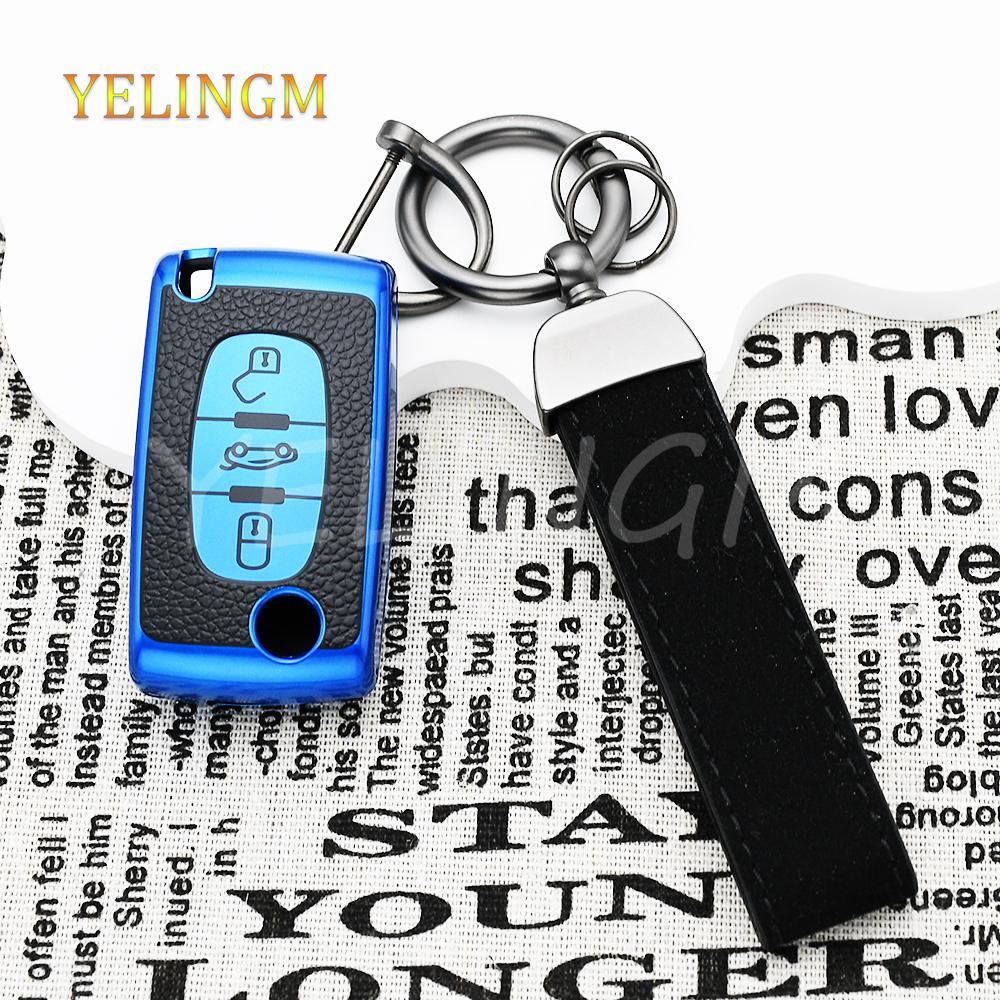 Shell Fob For Citroen Xsara Picasso C5 C6 C8 Leather Tpu Car Remote Key Case Cover For Peugeot 107 207 307 308 407 607 3008 5008