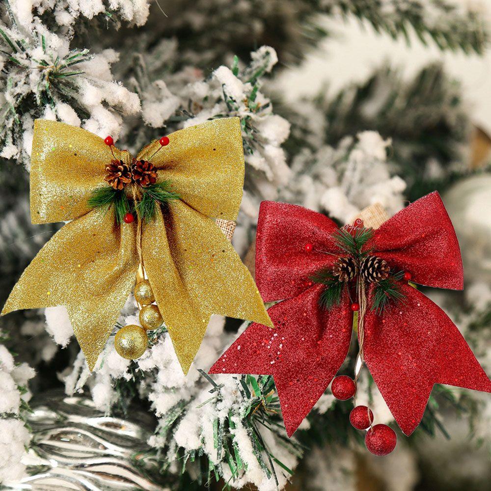 Cones Xmas Decorative Red Wreaths Durable Christmas Decoration Christmas Bow Bow Ties Home Ornament