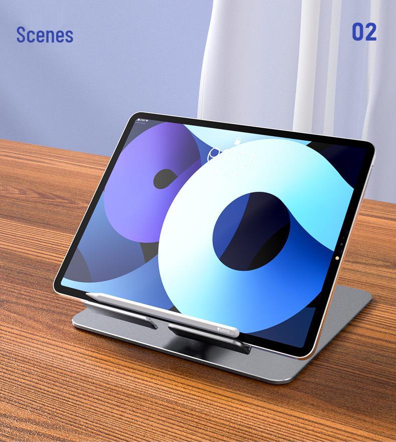 Adjustable Aluminum Tablet & Phone Stand: Foldable, Telescopic, Rotating, Portable.
