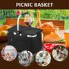 Picnic Basket Portable Folding Insulated Bag with Padded Handle and Lid Handheld Waterproof Shopping Basket for Travel Picnic