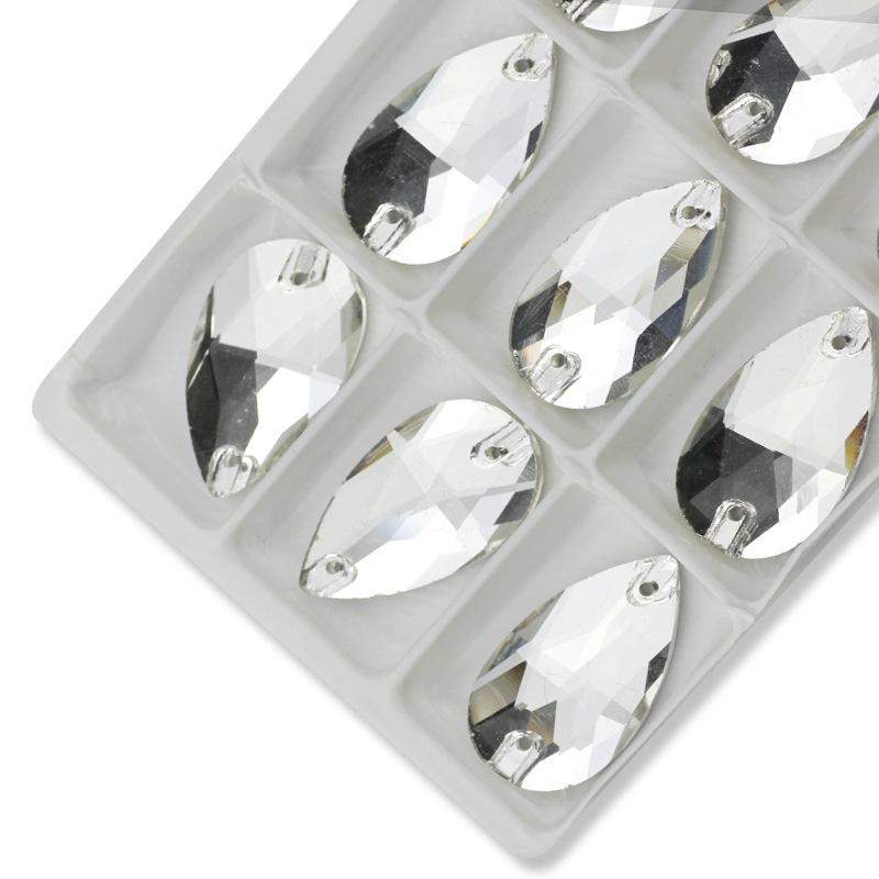 Teardrop Crystal Glass Double-Hole Embellishments for DIY Sewing Projects