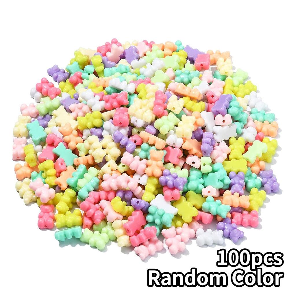 

30/50/100 шт. Цветные бусины в виде мармеладных медведей, непрозрачные бусины в виде медведей, акриловые имитации бусины в виде конфетных медведей для изготовления ювелирных изделий, браслетов, ожерелий оптом 100pcs