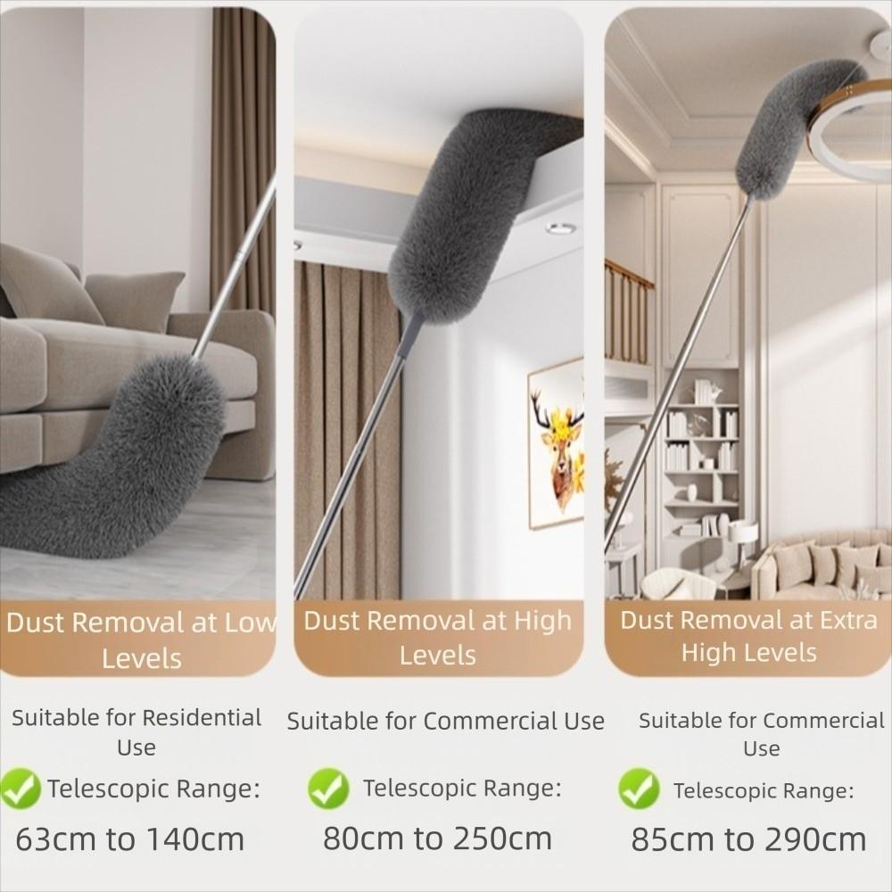 Stainless Steel Handle Flexible Bendable Duster Telescopic Design Microfiber Duster Household Use