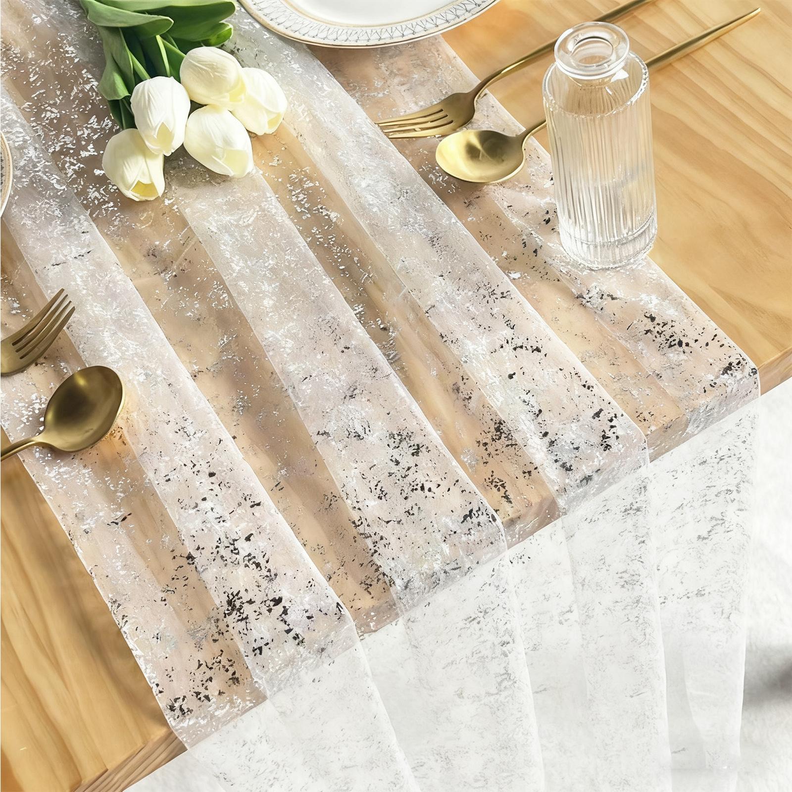 

Столовые флажки с золотым тиснением, шифоновые золотые блестящие скатерти, обеденные столы, украшения для вечеринок, свадеб и фестивалей One Size серебряный