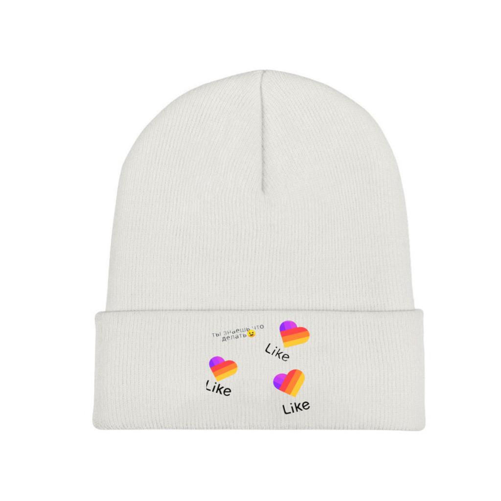Likee App Logo Likee Heart Rainbow Graffiti Knitted Hat Women's Unisex's Beanie Winter Hats Polyester  Warm Melon Cap