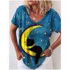 Summer V-neck 3D Cute Cat Printed Top Fashionable Casual Short Sleeved Women's T-shirts