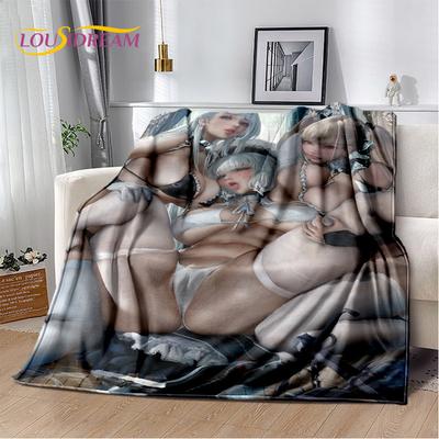 Sexy Kant Schoonheid Meisje Dame Cartoon Anime Karakter Deken, Zachte Worpdeken voor Thuis Slaapkamer Bed Bank Picknick Kantoor Deksel Cadeau