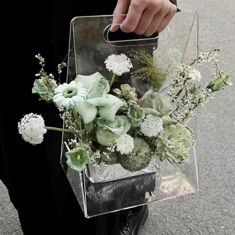 Clear Flower Bag Transparent Flower Box Handheld Packaging High-End Transparent Floral Arrangement Clear Modern Decorative Vase