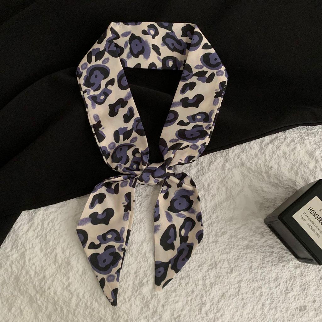 Korean Style Leopard Print Polka Dot Women's Silk Tie Scarf and Headscarf Ribbon