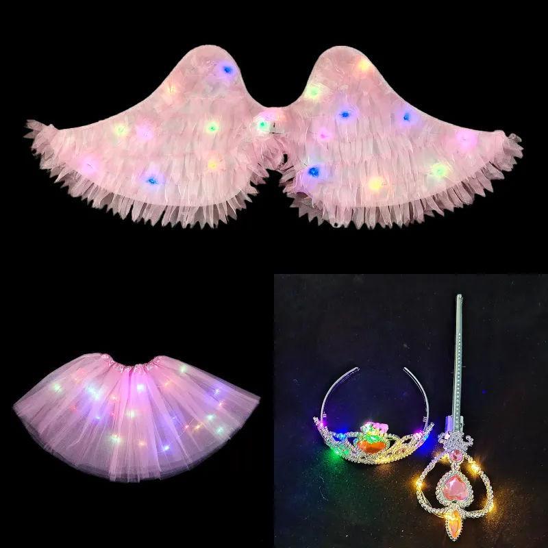 Little Girl's Angel Feather Wings Set – Christmas and New Year Costume Décor