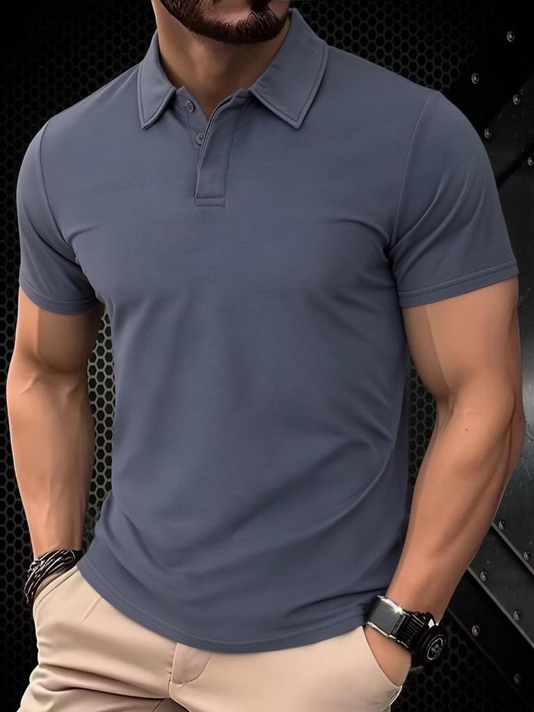 Men Solid Color Short Sleeve Polo Shirt (Multi-Color Options)