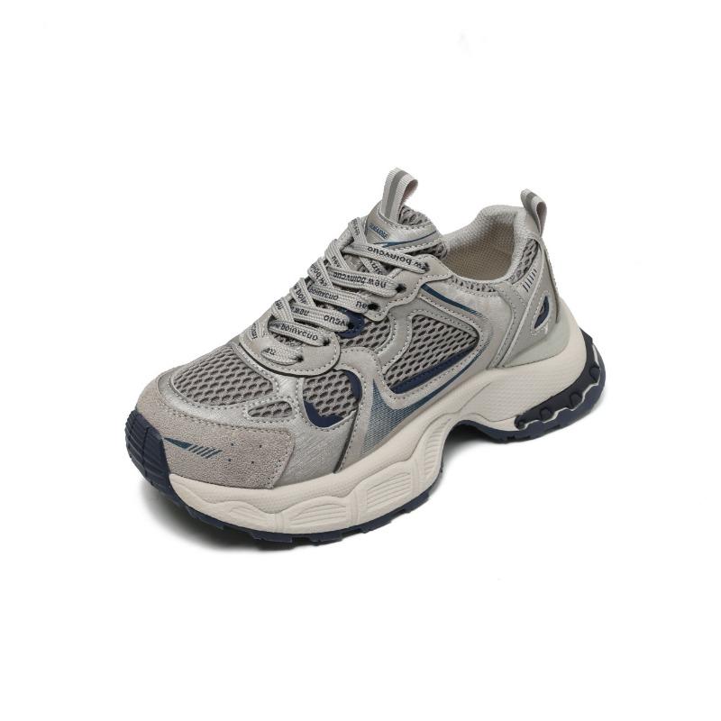 Retro contrasting color splicing platform shoes women's new fashionable versatile comfortable breathable casual sports shoes