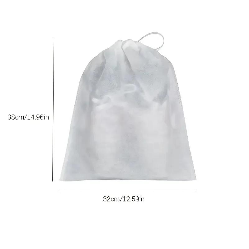 10PCS White Portable Shoe Bag Non-woven Drawstring Shoe Storage Bag Anti Yellowing Travel Storage Home Storage Supplies