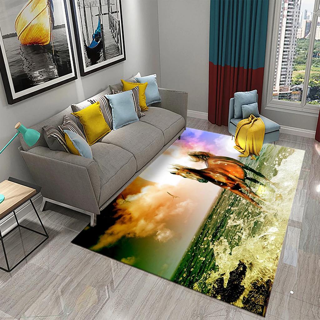 3D Horses Carpet Running Animal Carpet for Bathroom Entrance Door Mat Living Room Kitchen Non-Slip Carpet Bedroom Doormat Rugs