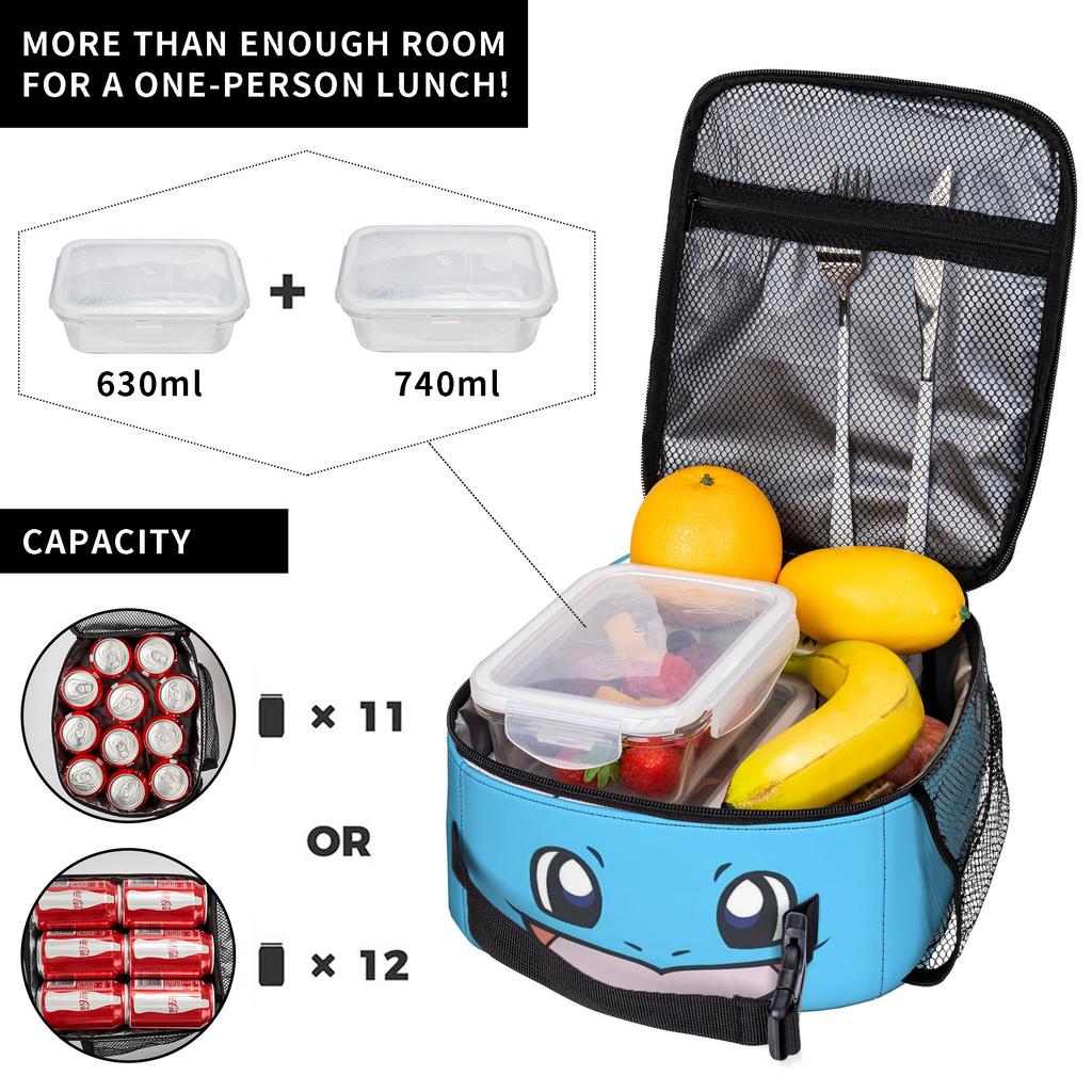 Squirtle Simple Manga Lunch Bag Casual School Lunch Box Print Portable Tote Food Bags