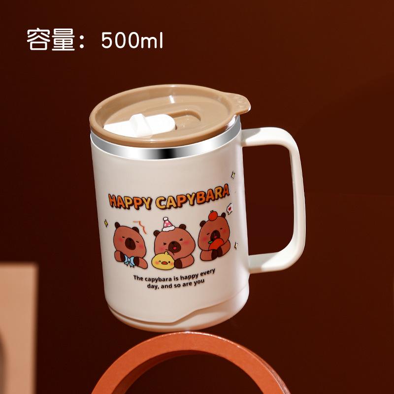 304 Stainless Steel Double-Layer Coffee Cup Milk Mouth Cup Creative Thermal Insulation Teacup Japanese Water Cup Gift