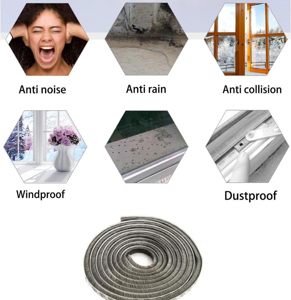 3/2/1Pcs 5M Self-Adhesive Soundproofing Weather Stripping Window Brush Seal Strip Noise Blocker for Windows and Doors Frame Wind