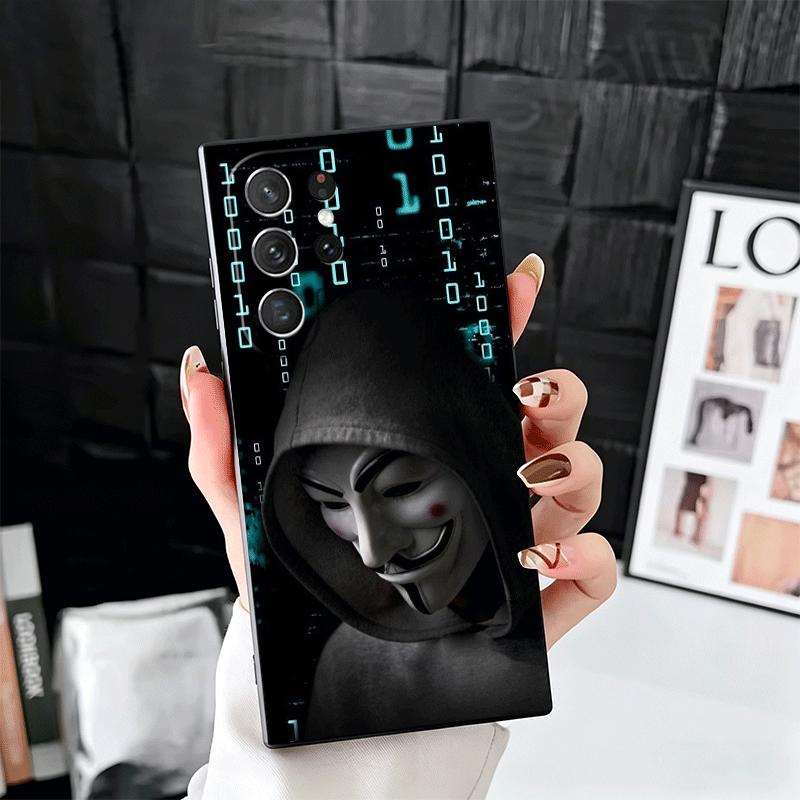 Anonymous V Mask Soft Phone Case for Samsung Galaxy S26 S25 Edge S24 Ultra S23 Plus S22 S21 FE S20 Black Cover Back Shell