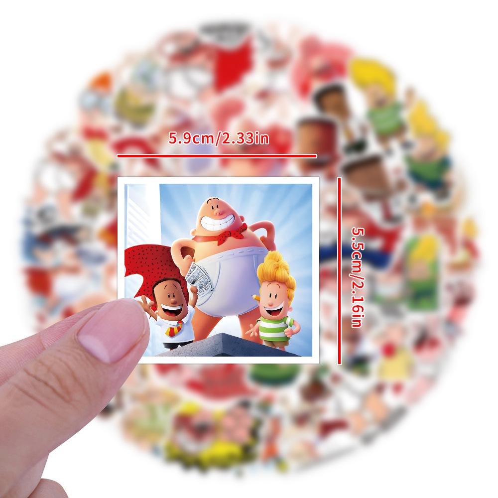55 Cartoon Captain Underpants Comic Doodle Stickers for Suitcase & Water Bottle
