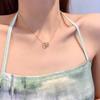 Gold Heart Double Ring Pendant Necklace - Women's Luxury Titanium Steel Clavicle Chain