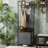 Clothes Rail, Metal Coat Stand, Garment Rack with 2 Fabric Storage Drawers, Single Wardrobe for Bedroom, Hallway, Rustic Brown and Grey