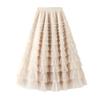 Women's Sweet Black White Tutu Skirts Tulle Cake Long Skirt Women Spring Summer Ruffle Pleated A-Line Chic Skirt