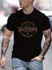 Men's Casual Sports Loose California West Coast Trend Printed Cotton Plus Size Round Neck Short Sleeve T-Shirt Top